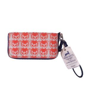 Sarah Watts For Capri Designs Wallet Crab Print Orange Tan Navy NWT